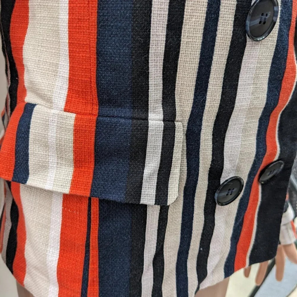 Jones New York Double Breasted Striped Blazer Jacket 8 Career Nautical Tailored - Picture 4 of 14